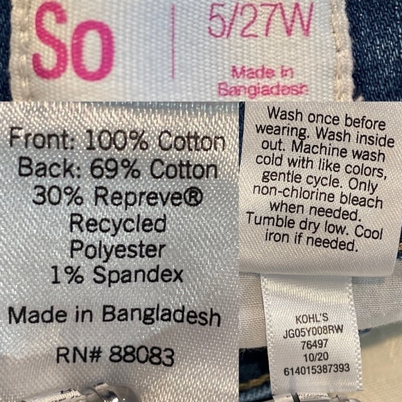 So Long Blue Denim Skirt Stretch Frayed Bottom Hem Light Distressing Size 5/27W - Picture 16 of 16